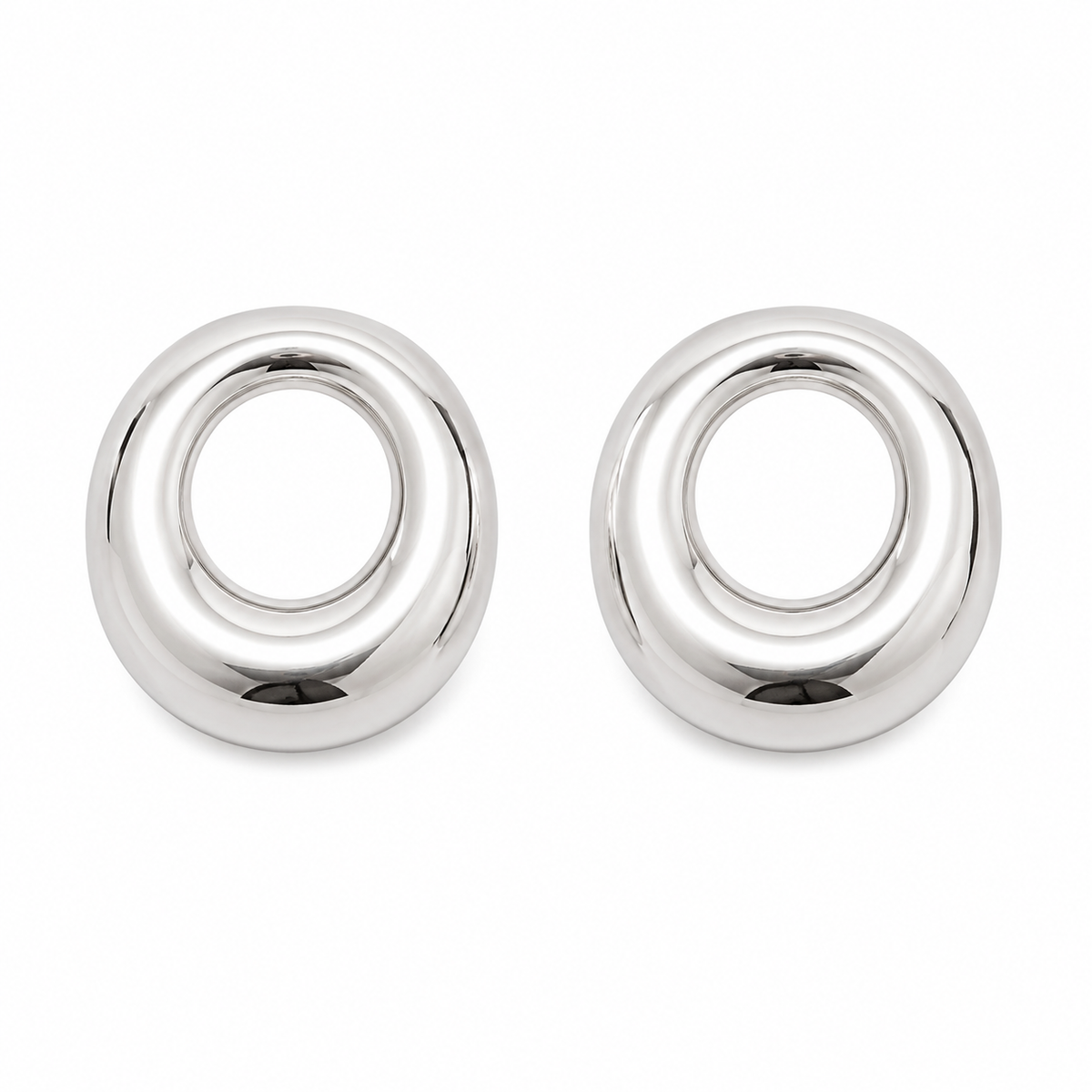 Brinco Orgânico Oval Ródio Branco