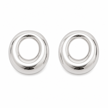 Brinco Orgânico Oval Ródio Branco