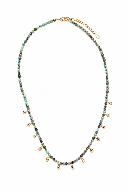 Colar Gotinhas com Pedra Natural Ouro 18k