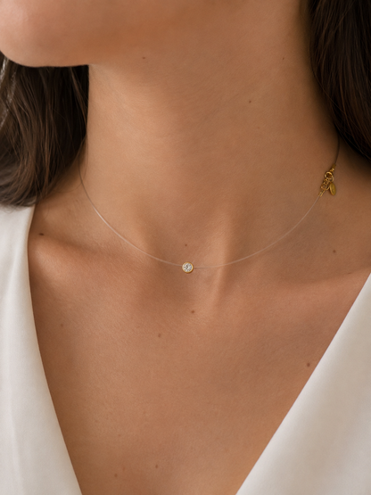Choker Ponto de Luz Cravação Inglesa Nylon Ouro 18k