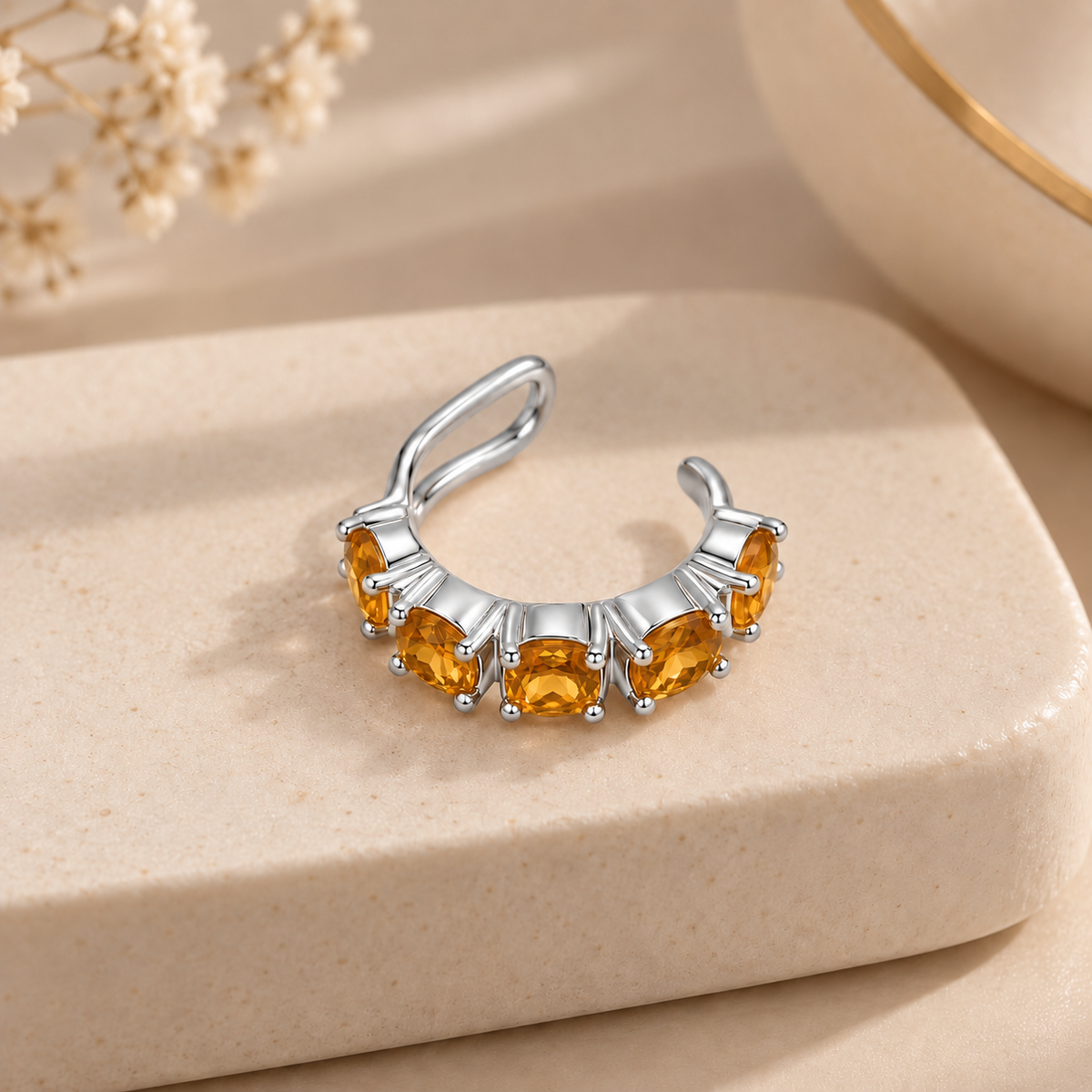 Piercing Fake em Zircônia Aperol Ródio Branco
