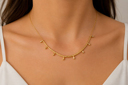 Colar Canutilho Fosco com Gotinha Ouro 18k