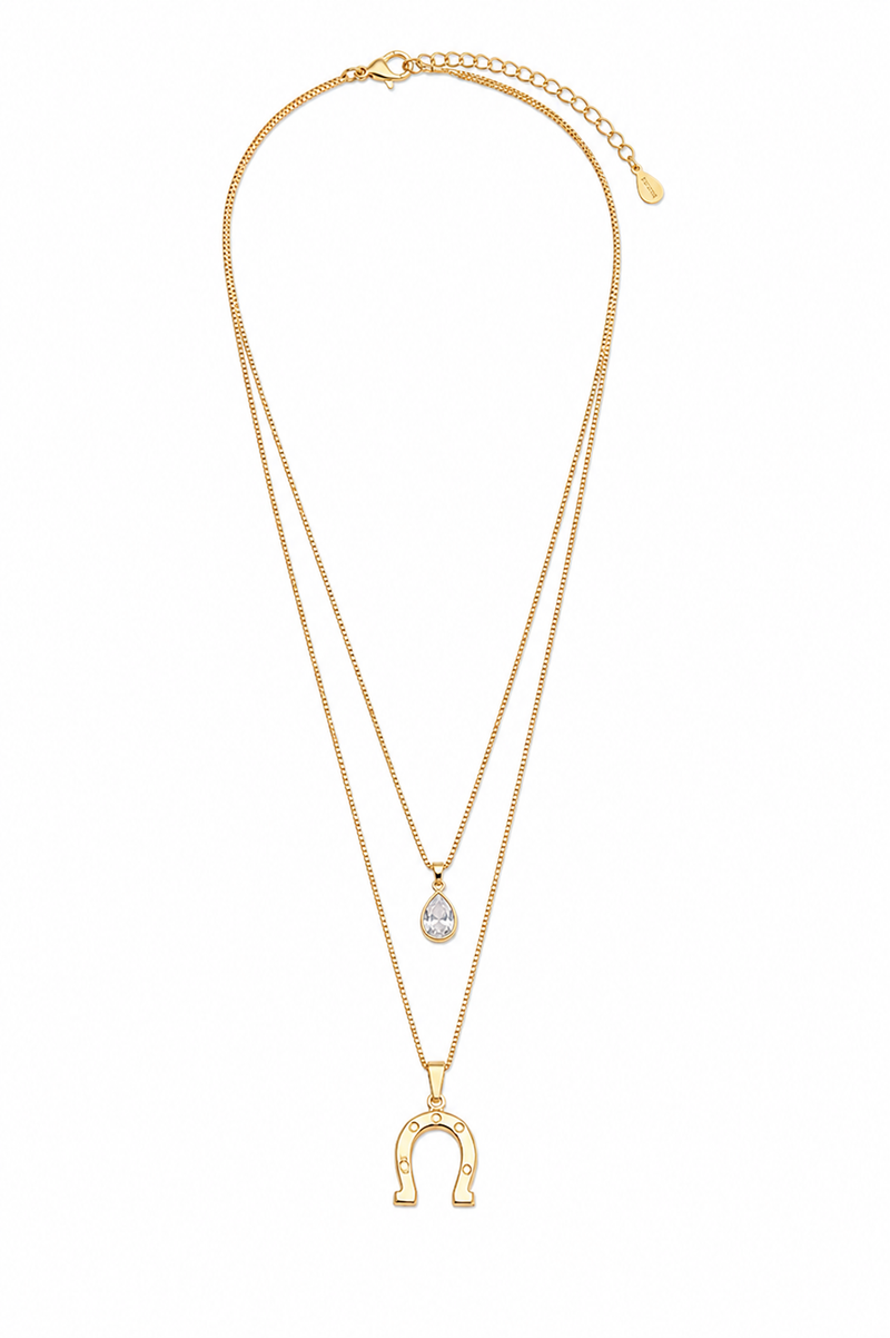 Colar Duplo Veneziana Ferradura Ouro 18k