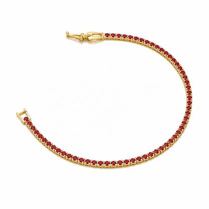 Pulseira Riviera Rubi 2mm Ouro 18k