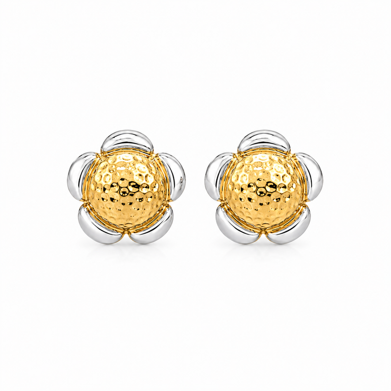 Brinco Flor Duo Mix de Banho Ouro 18k