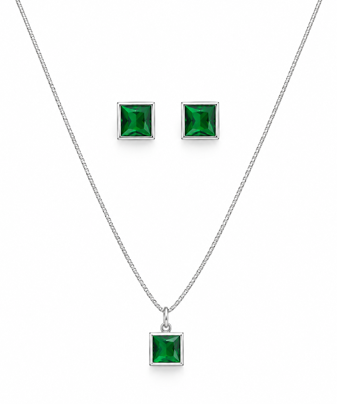 Conjunto Quadradinho Prata 925