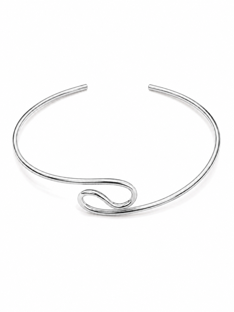 Choker Aro Onda Ródio Branco