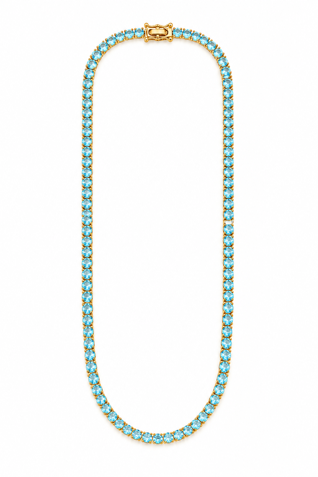 Colar Riviera Três Pontas Aquamarine Ouro 18k