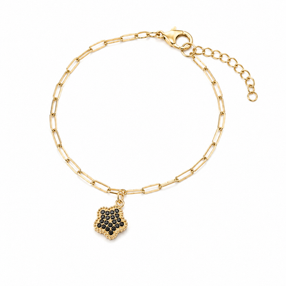 Pulseira Elo Cartier Longo com Estrelas Cravejada Ouro 18k