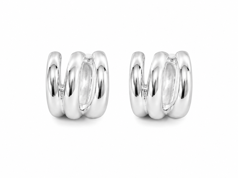 Brinco Ear Cuf Triplo Prata 925