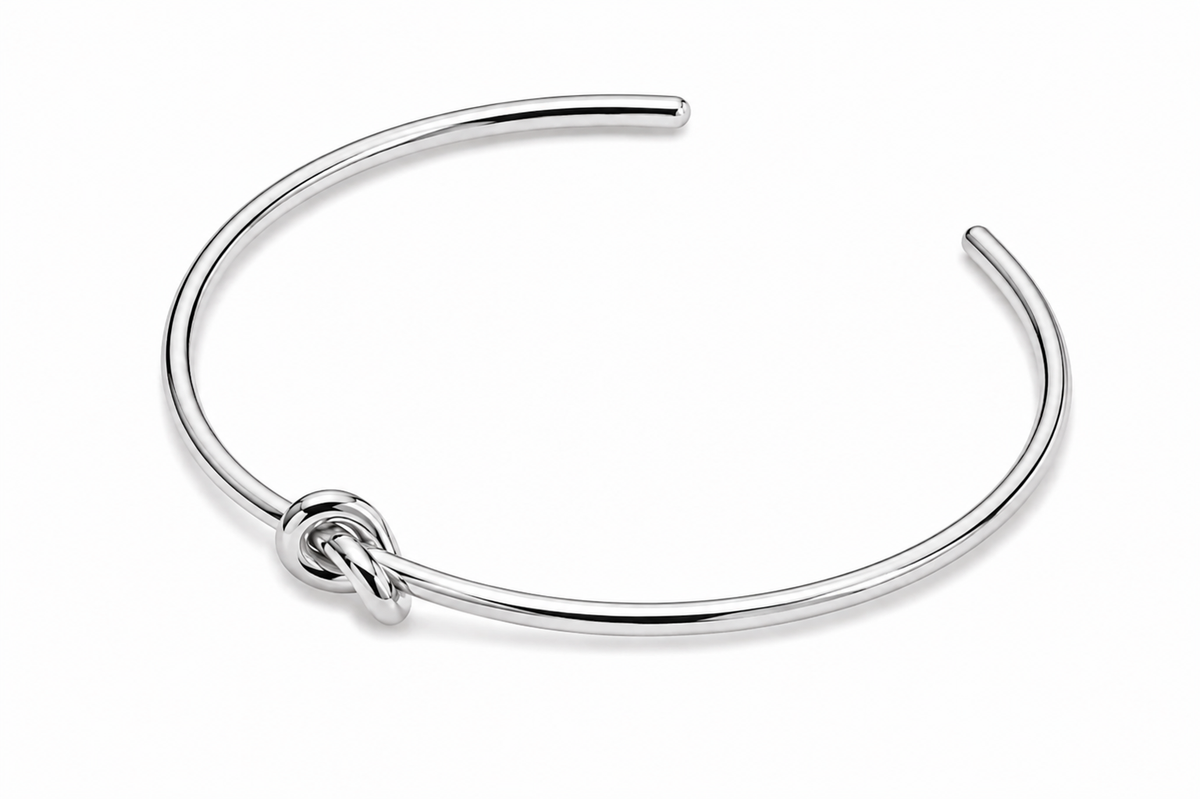 Bracelete Nó Inspiração Ródio Branco