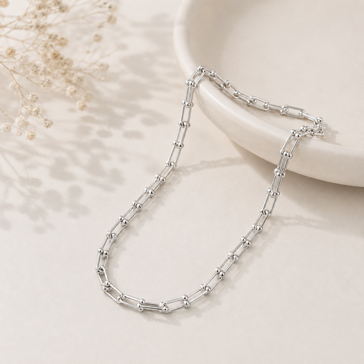 Corrente Inspiração Cartier Ródio Branco