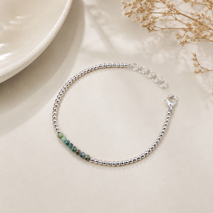 Pulseira Bolinha com Pedra Natural Ródio Branco
