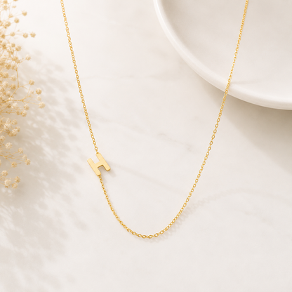 Colar Letra H Personalizado Folheado em Ouro 18K