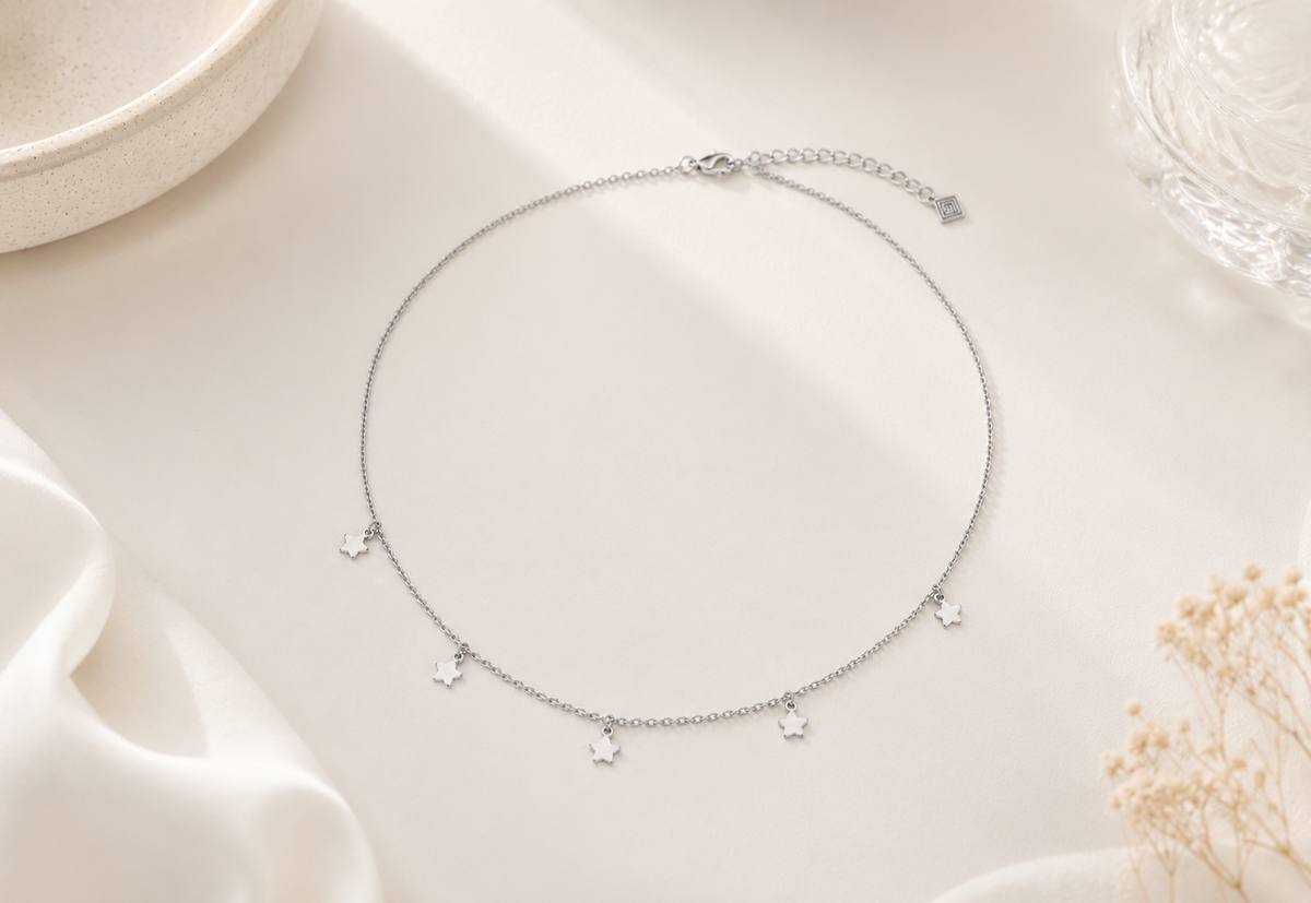 Choker Cartier com 5 Estrelas Ródio Branco