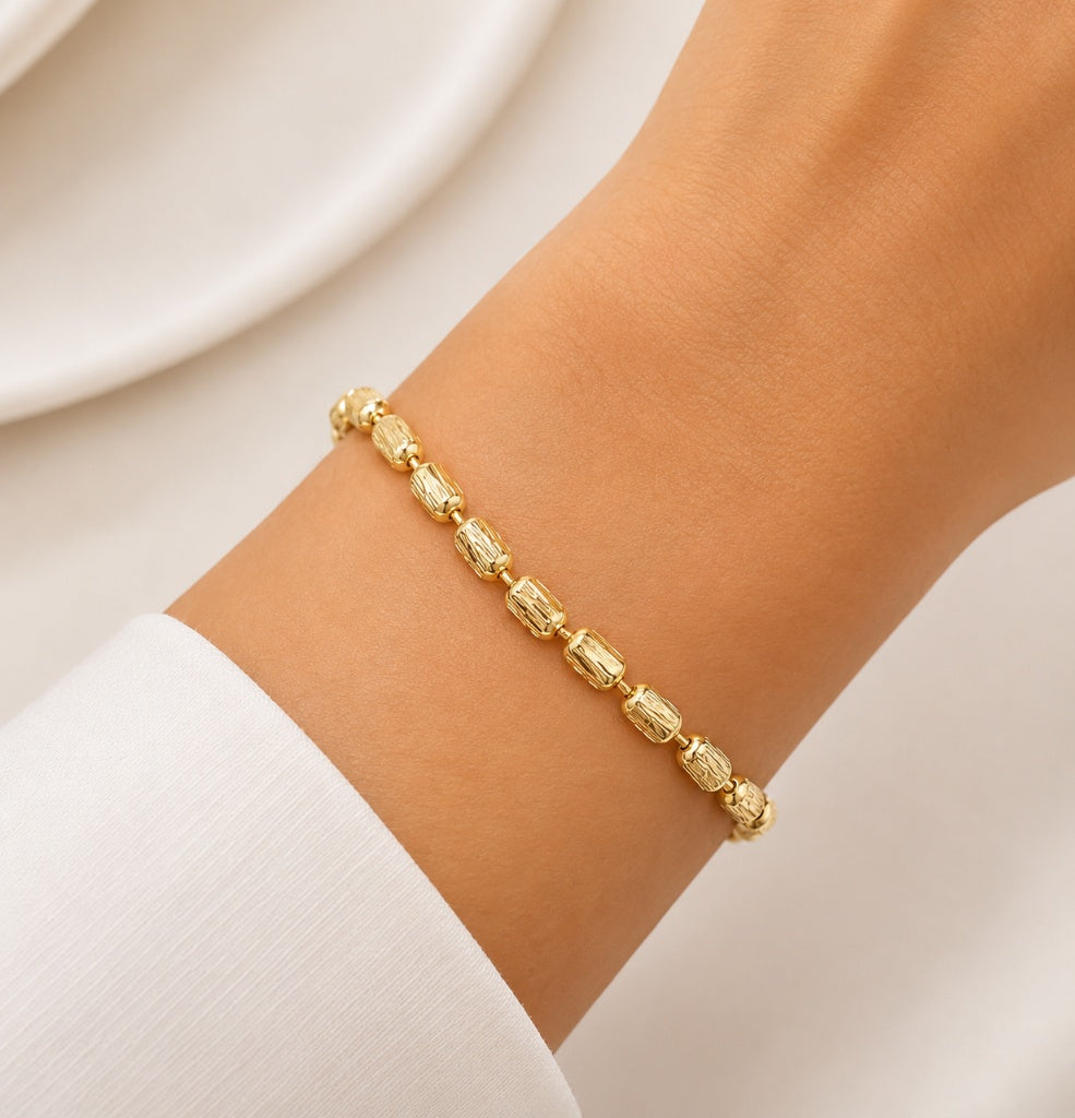 Pulseira Elo Retangular Trabalhado MontClair Ouro 18k