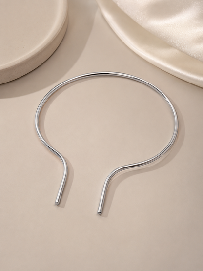 Choker Aro Traços Ródio Branco