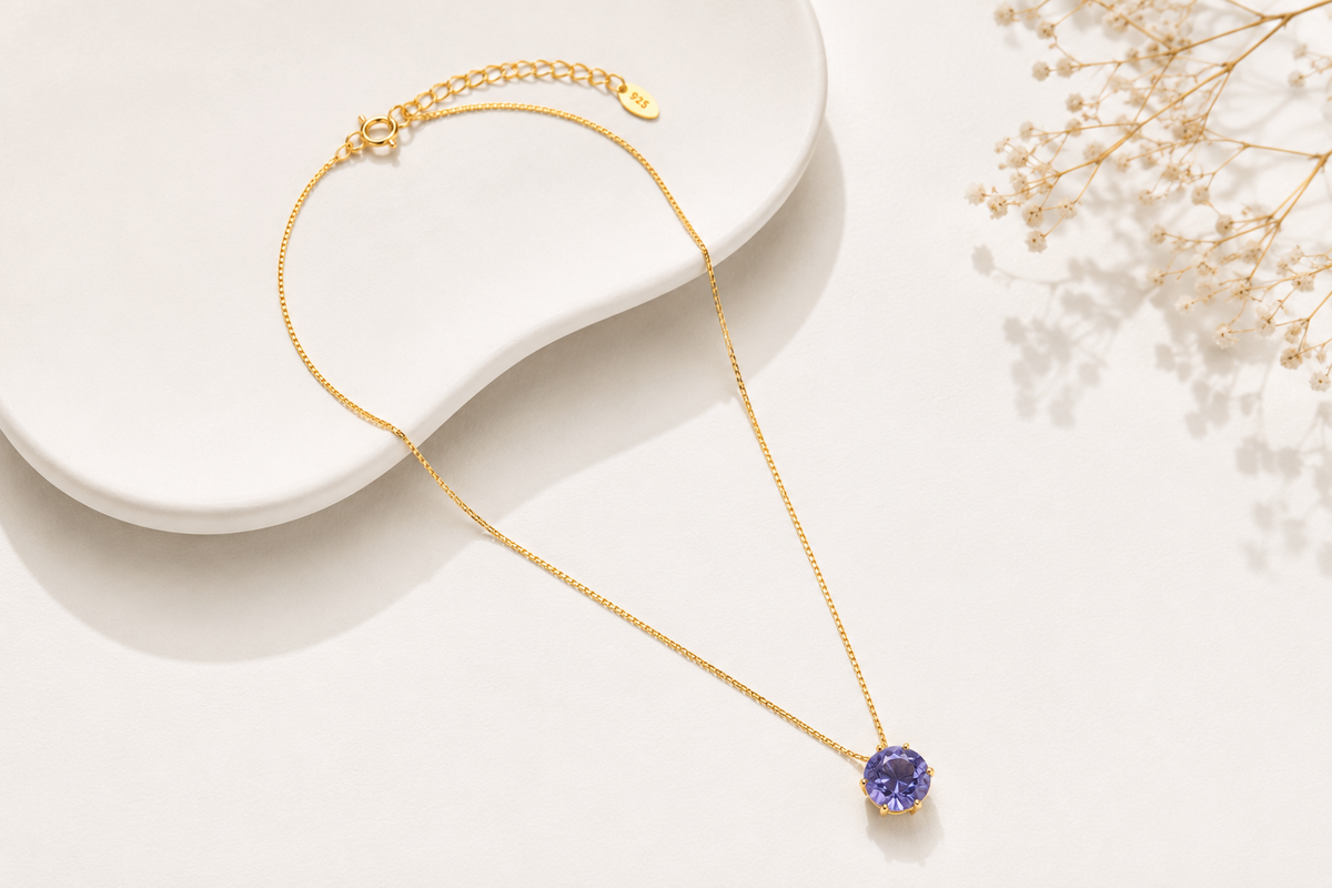 Colar Ponto de Luz Zircônia Rodonita Ouro 18k