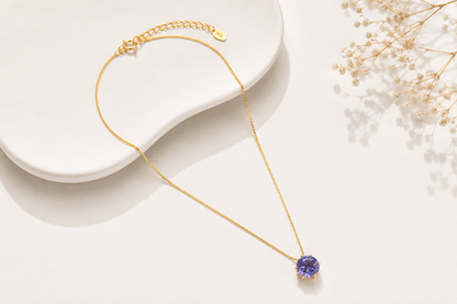 Colar Ponto de Luz Zircônia Rodonita Ouro 18k