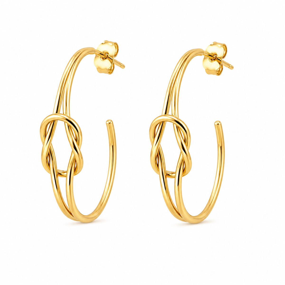 Brinco Argola Lisa Nó Duplo Ouro 18k