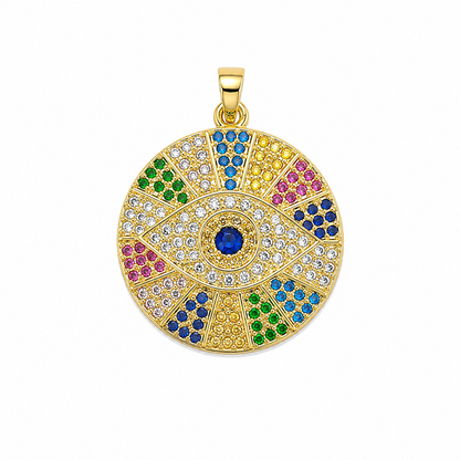 Pingente Olho Cravejado Colorido Ouro 18k