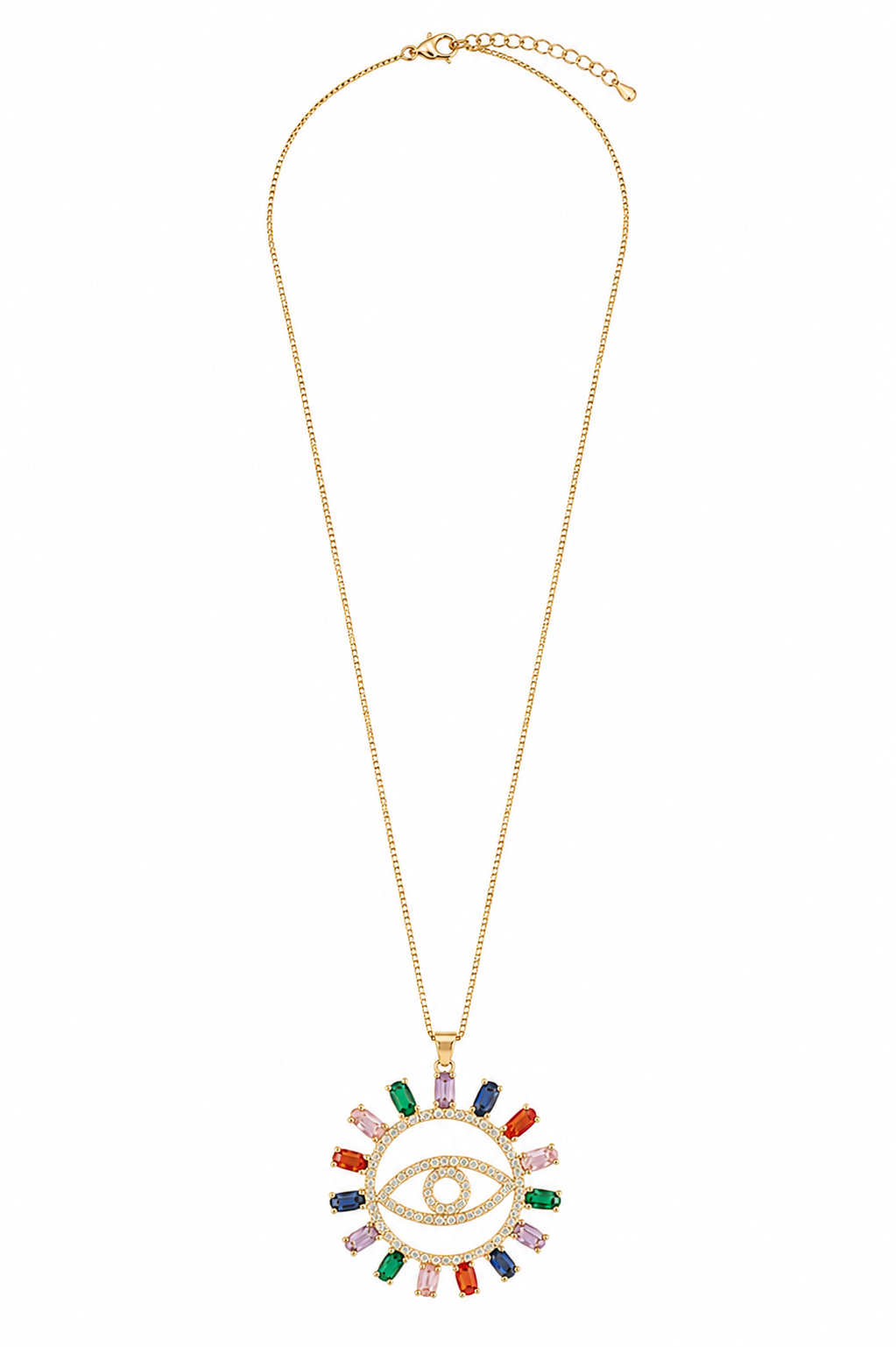 Colar Olho Grego Navete Color Ouro 18k