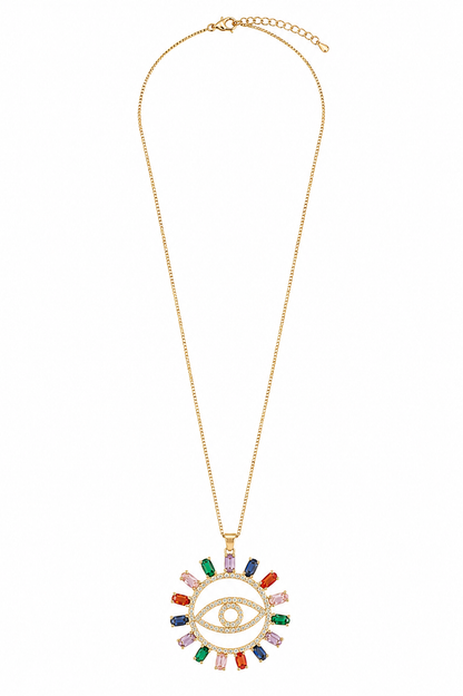 Colar Olho Grego Navete Color Ouro 18k