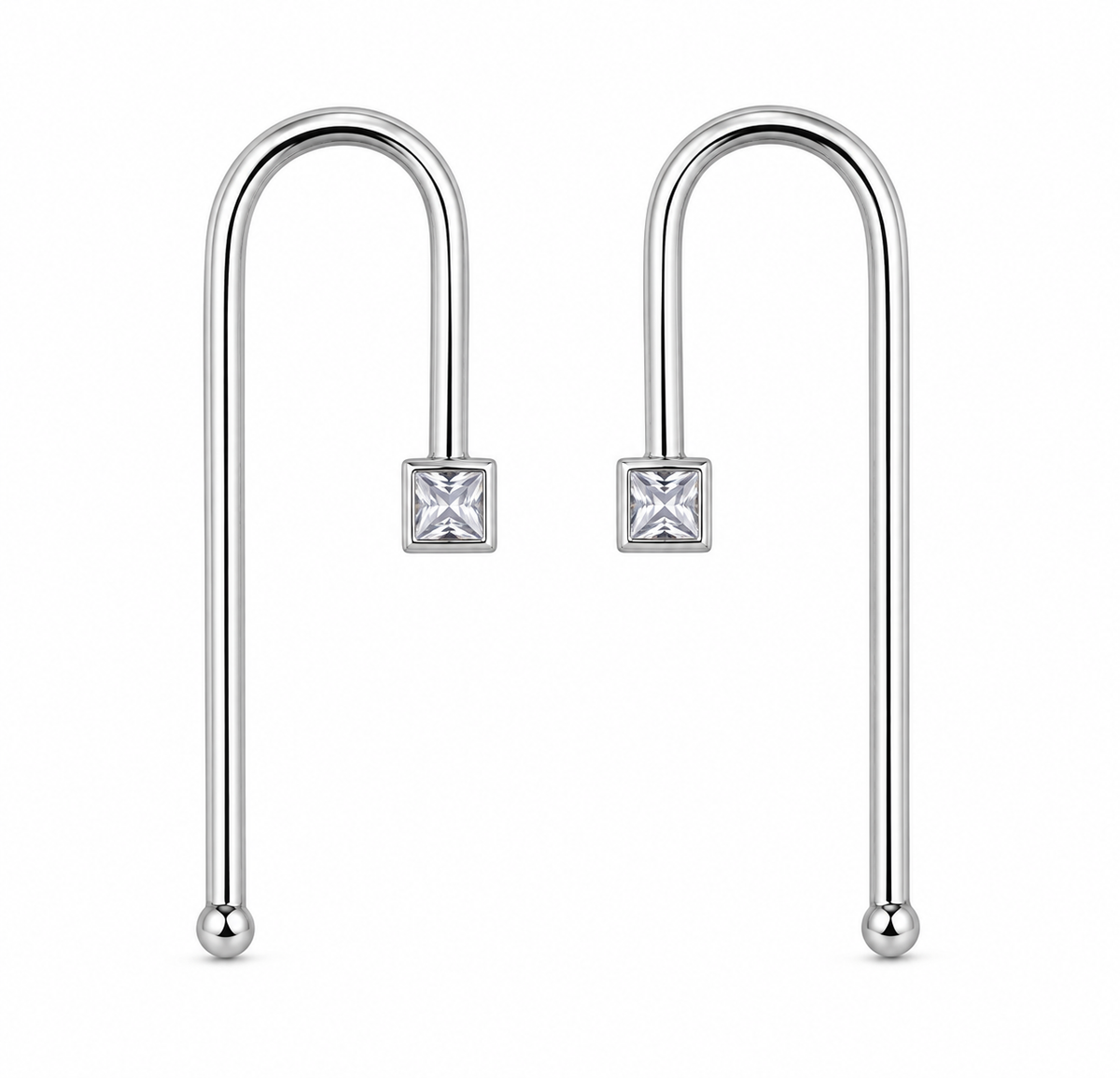 Scarlat SKU 15088 foto 1 | Brinco Fio Orgânico Ródio Branco