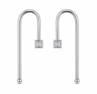 Scarlat SKU 15088 foto 1 | Brinco Fio Orgânico Ródio Branco