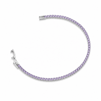 Pulseira Riviera Lilas 2mm Ródio Branco