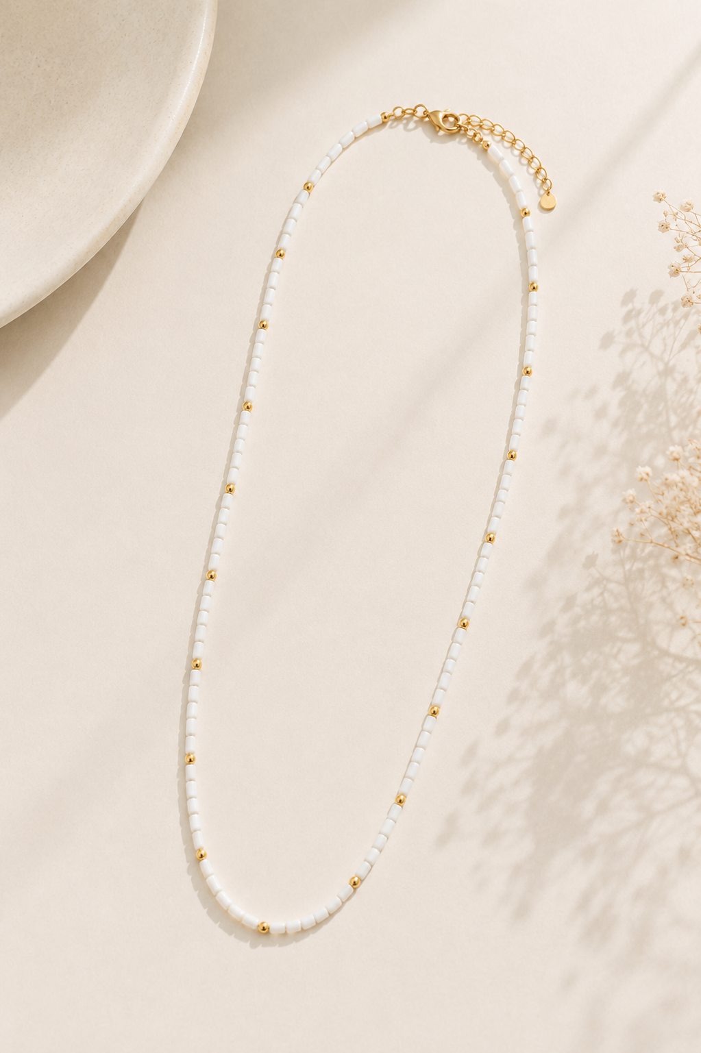 Colar Madre Pérola Bolinha Ouro 18k