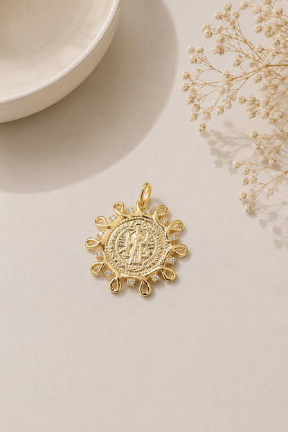 Pingente Medalha de São Bento Ouro 18k