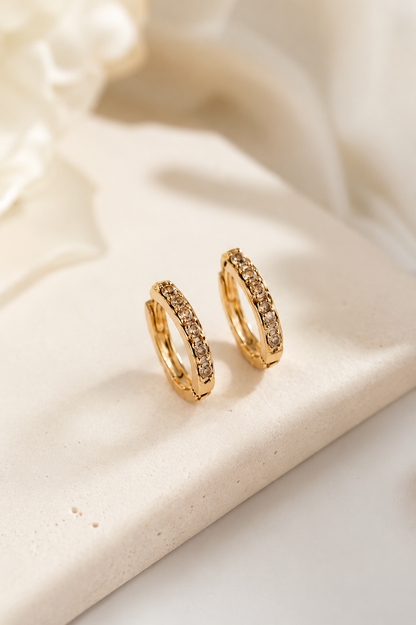 Brinco Argola Lumier Micro Zircônia Ouro 18k