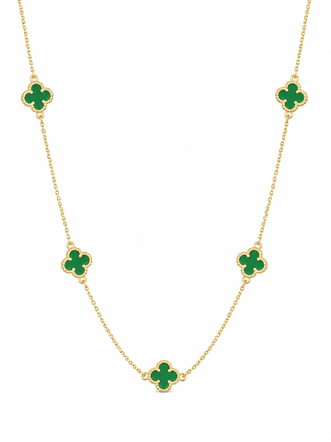 Colar Trevo Polímero Verde Ouro 18k