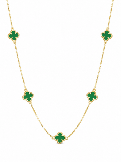 Colar Trevo Polímero Verde Ouro 18k
