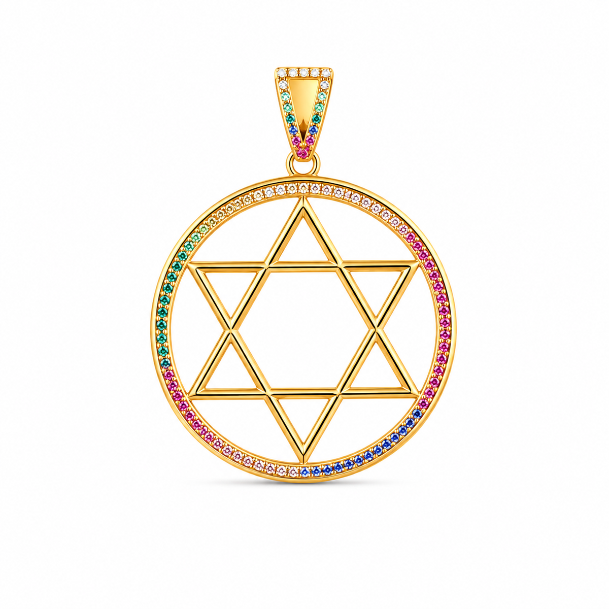Pingente Estrela de Davi Colorida Ouro 18k