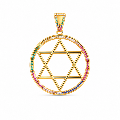 Pingente Estrela de Davi Colorida Ouro 18k
