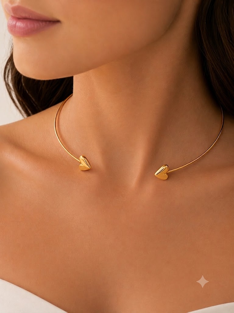 Choker Aro Coração Ouro 18k