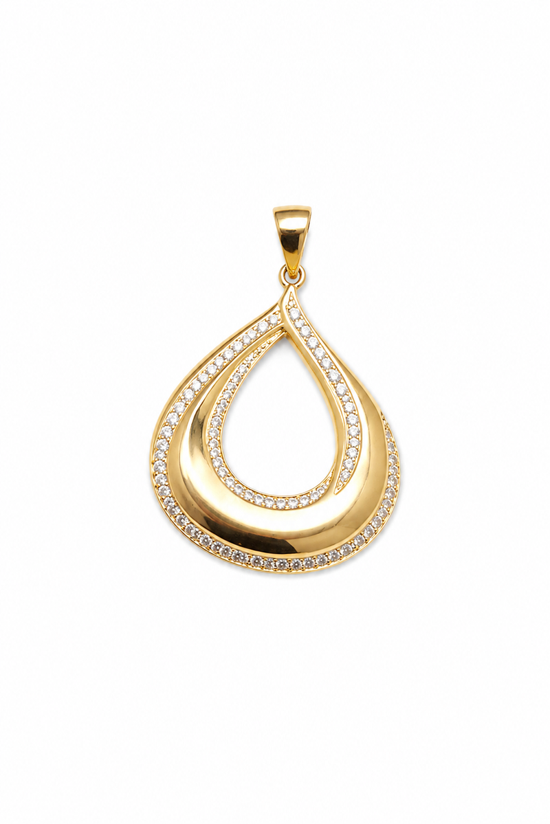 Pingente Gota com Zircônias Ouro 18k