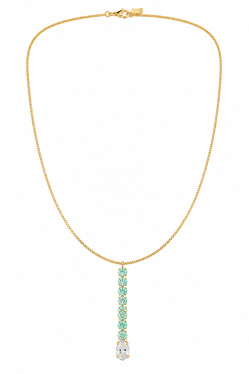 Colar Elegance Verde Tiffany Ouro 18k