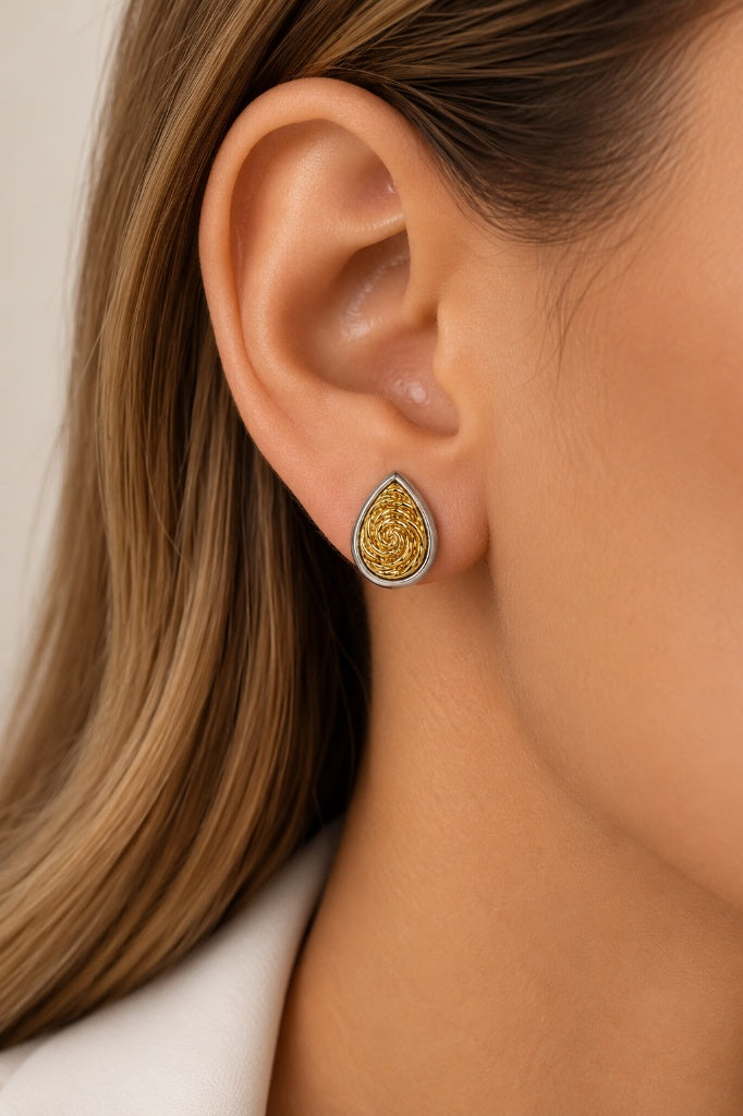 Brinco Gota Duo Mix de Banho Ouro 18k