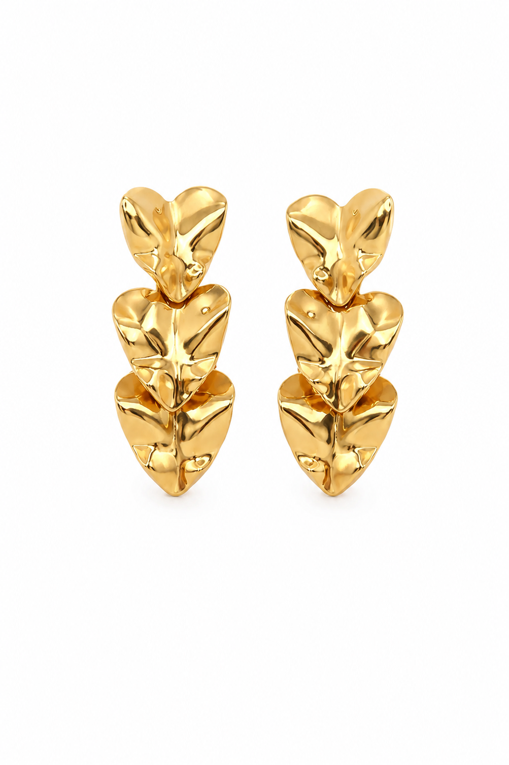 Brinco Três Corações Ouro 18k