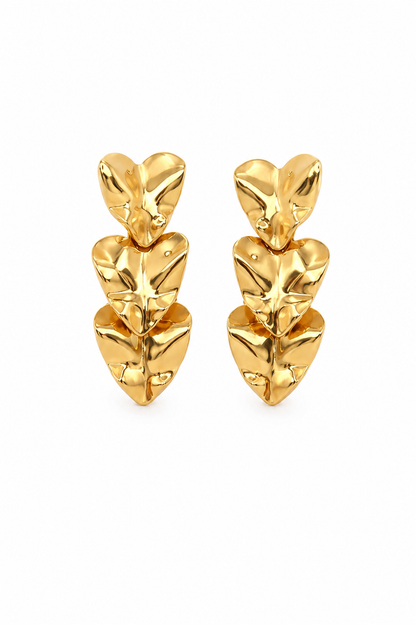 Brinco Três Corações Ouro 18k