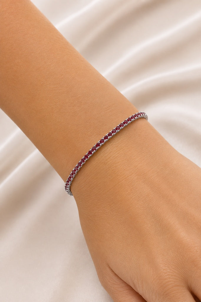 Pulseira Riviera Rubi 2mm Ródio Branco