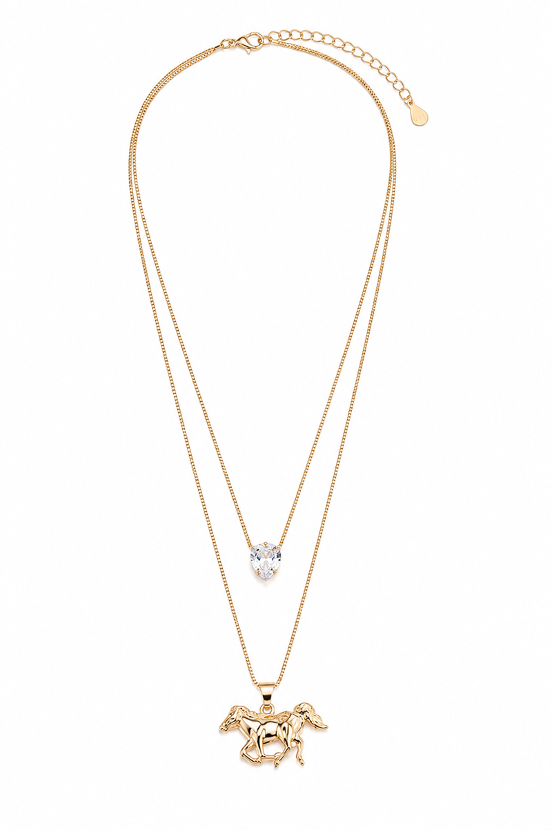 Colar Duplo Veneziana Cavalo Ouro 18k