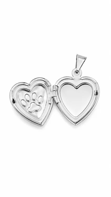 Pingente Relicário Pet Love Ródio Branco