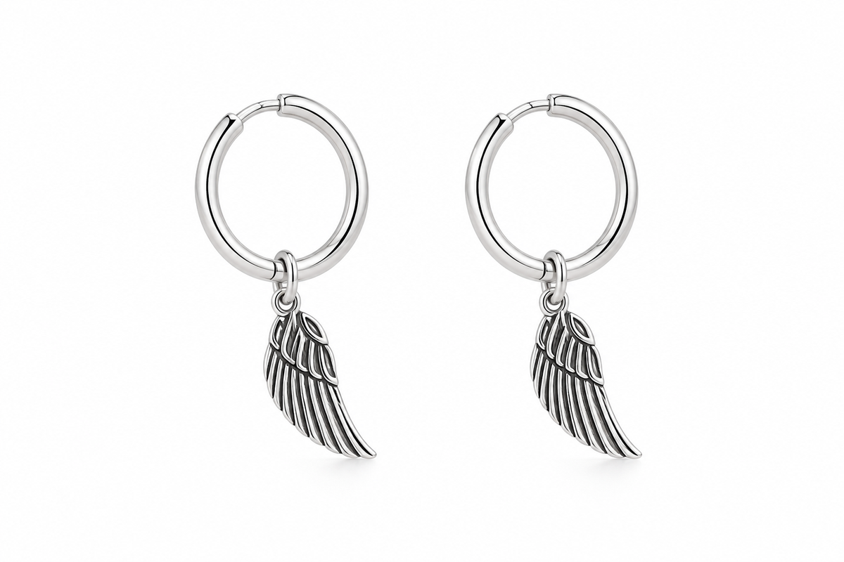Brinco Argolinha Asa de Anjo Prata 925