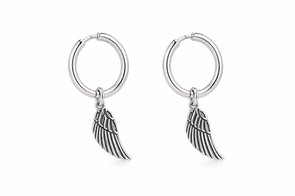 Brinco Argolinha Asa de Anjo Prata 925