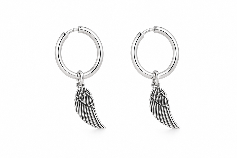 Brinco Argolinha Asa de Anjo Prata 925