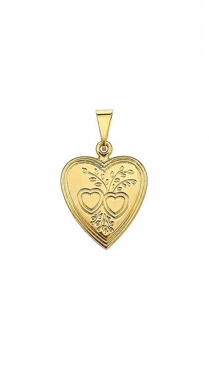 Pingente Relicário Coração Ramificados Ouro 18k